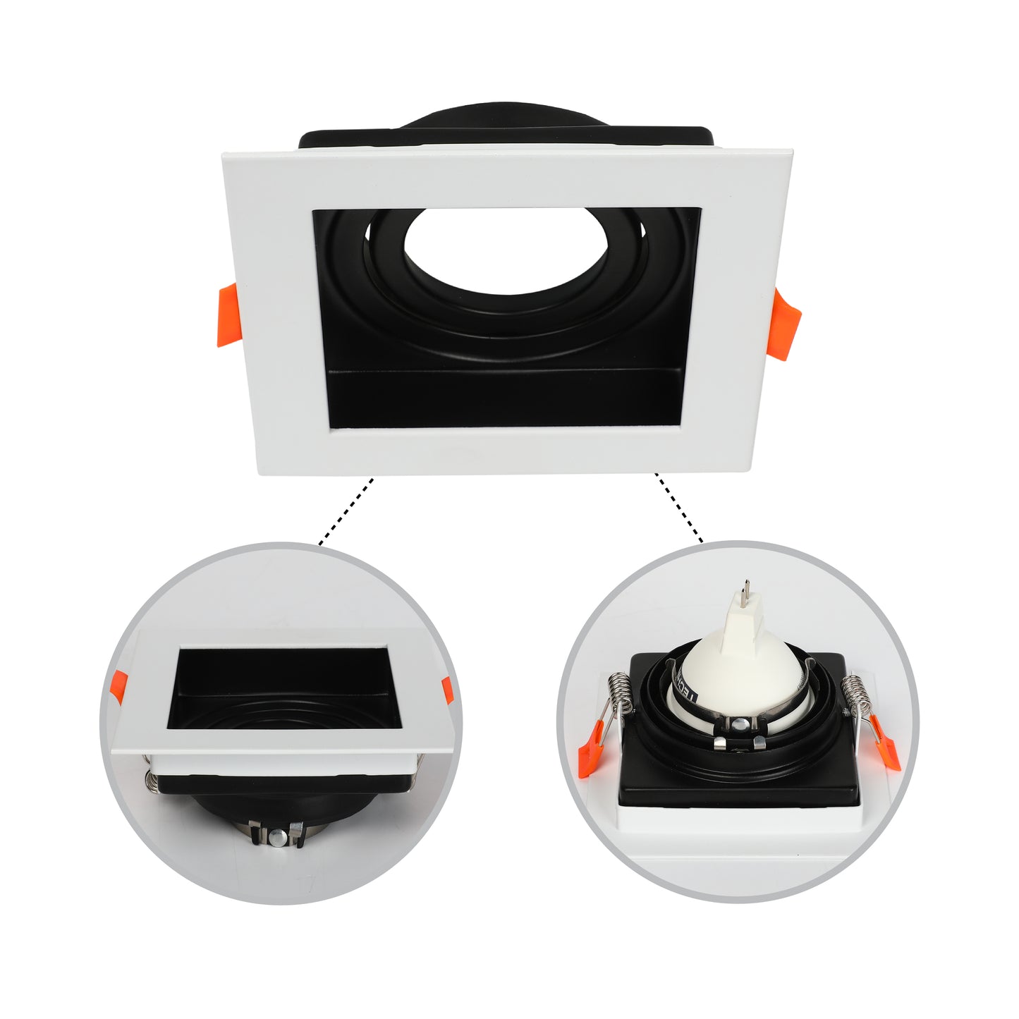 GRILLE RECTANGLE RECESSED TILT DOWNLIGHT GU5.3 WHITE AND BLACK (TEKLED)