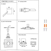 GRILLE RECTANGLE FRAME FOR RECESSED TILT DOWNLIGHT GU5.3 WHITE AND BLACK (TEKLED)