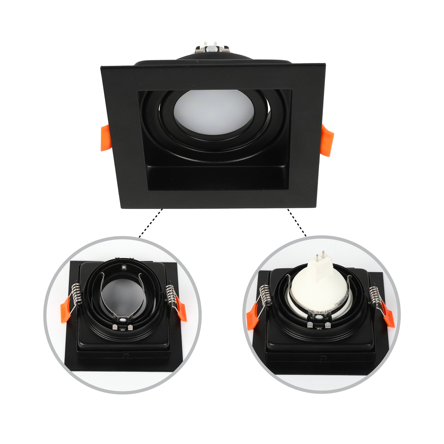 GRILLE RECTANGLE RECESSED TILT DOWNLIGHT GU5.3 BLACK (TEKLED)