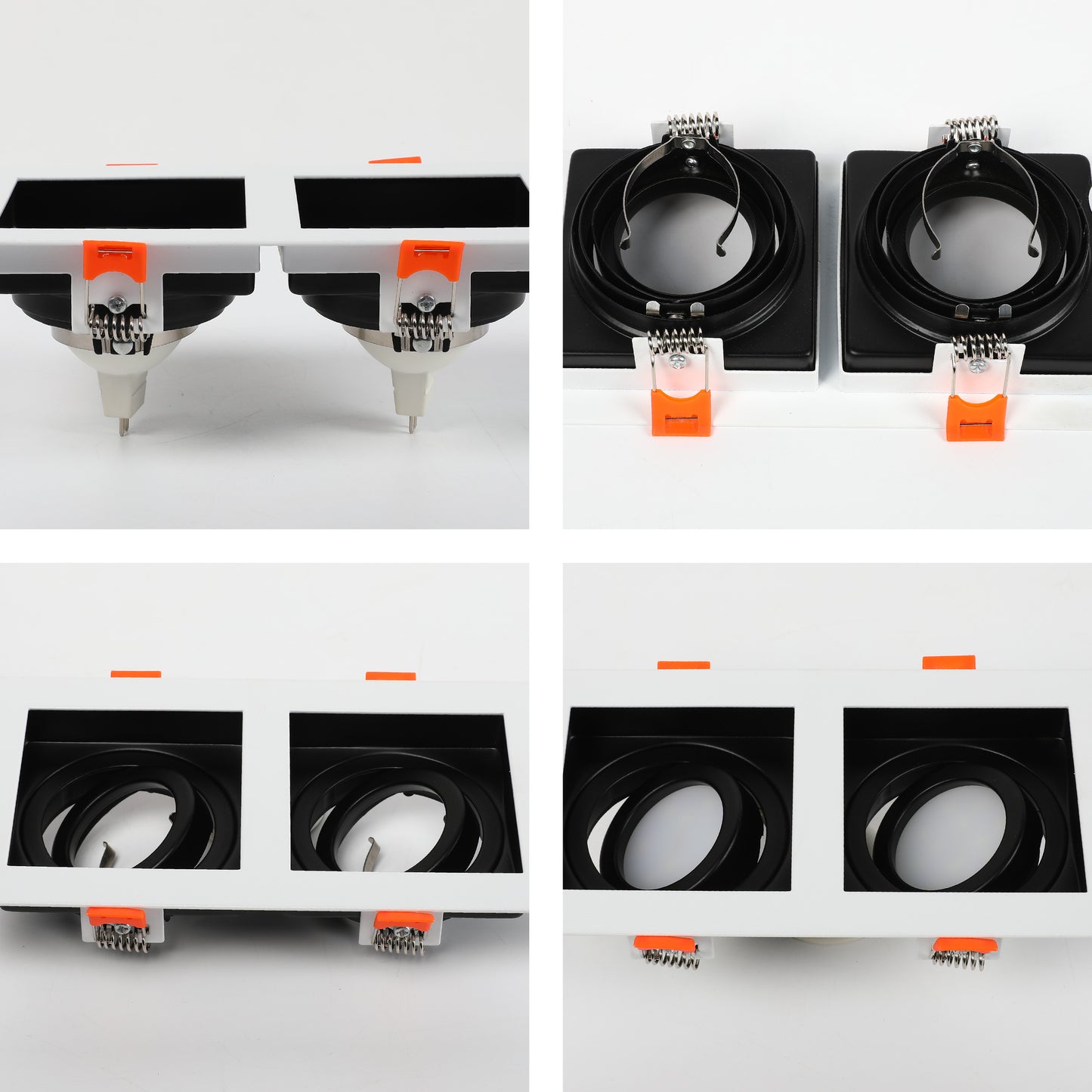 GRILLE RECTANGLE RECESSED TILT DOWNLIGHT GU5.3 WHITE AND BLACK 2 WAY (TEKLED)