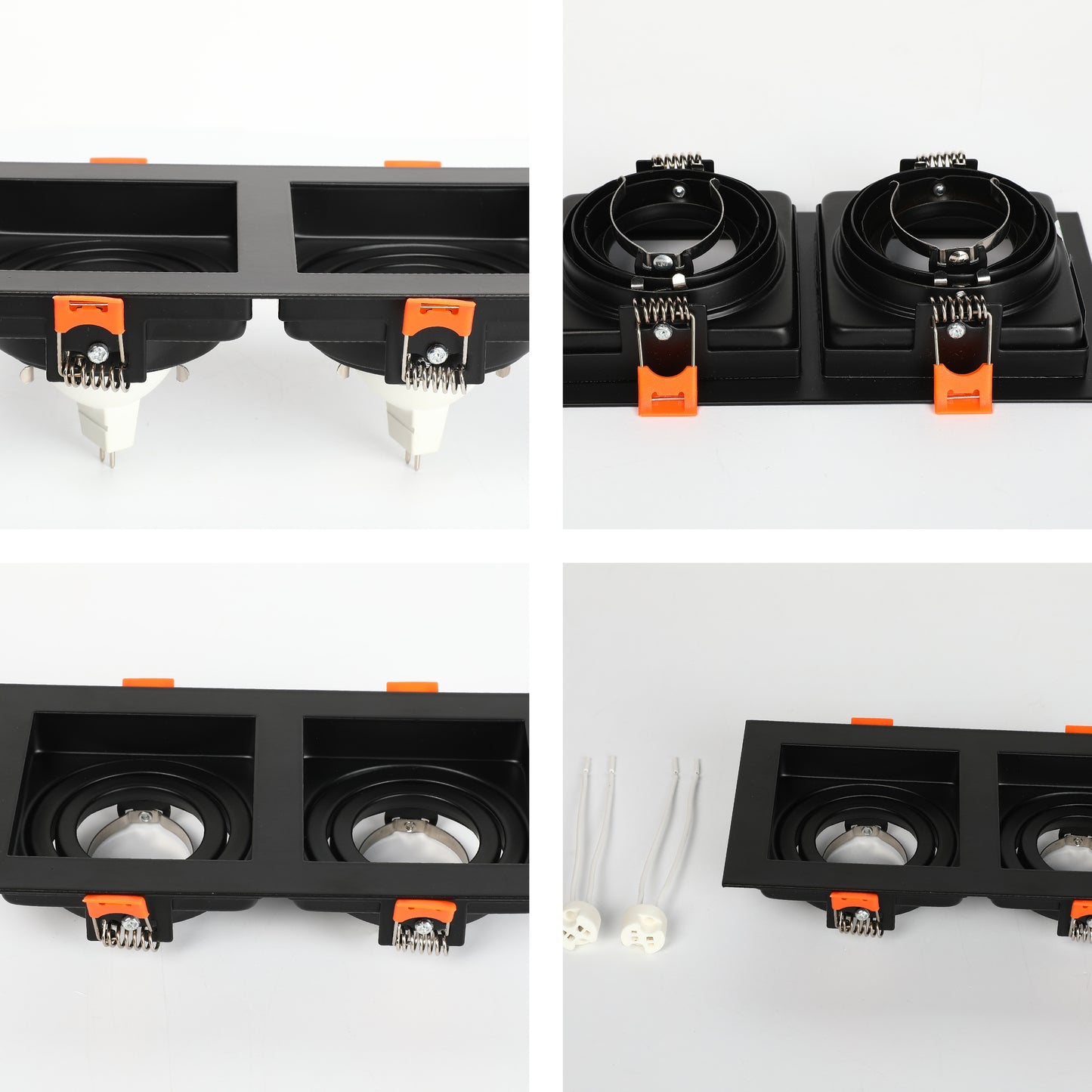 GRILLE RECTANGLE RECESSED TILT DOWNLIGHT GU5.3 BLACK 2 WAY (TEKLED)