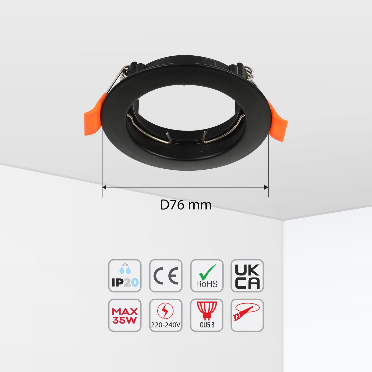 FIXED ALUMINIUM DOWNLIGHT GU5.3 WHITE IP20 (TEKLED)
