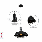 Step Industrial Caged Metal Ceiling Pendant Light E27 Fitting