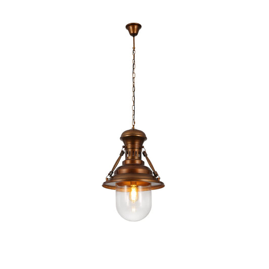 Brown Metal Clear Glass Step Coastal Pendant Ceiling Light E27