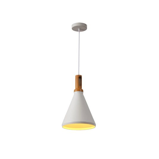 Capo Funnel Cone Flat Nordic Wood Top Designer Metal Pendant Ceiling Light E27