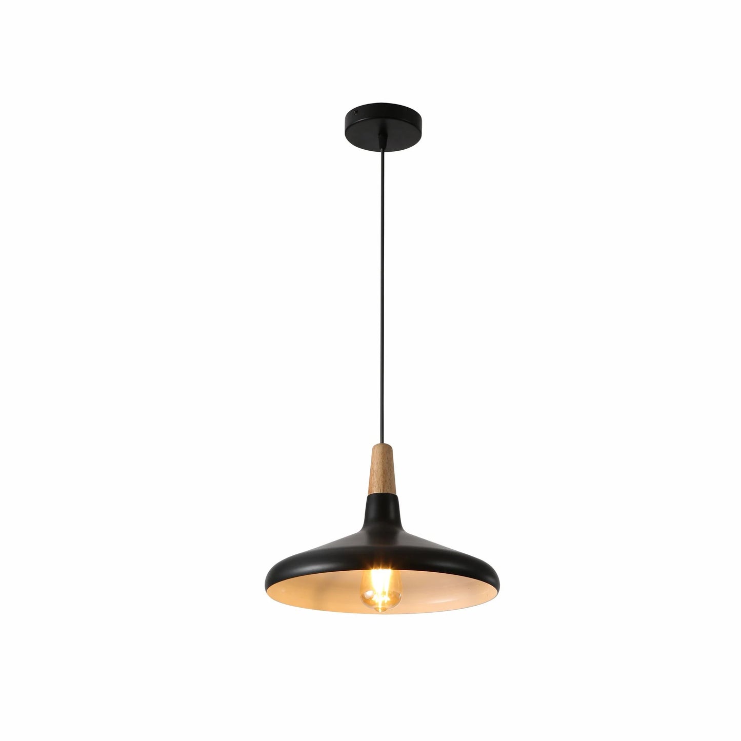 Capo Funnel Cone Flat Nordic Wood Top Designer Metal Pendant Ceiling Light E27