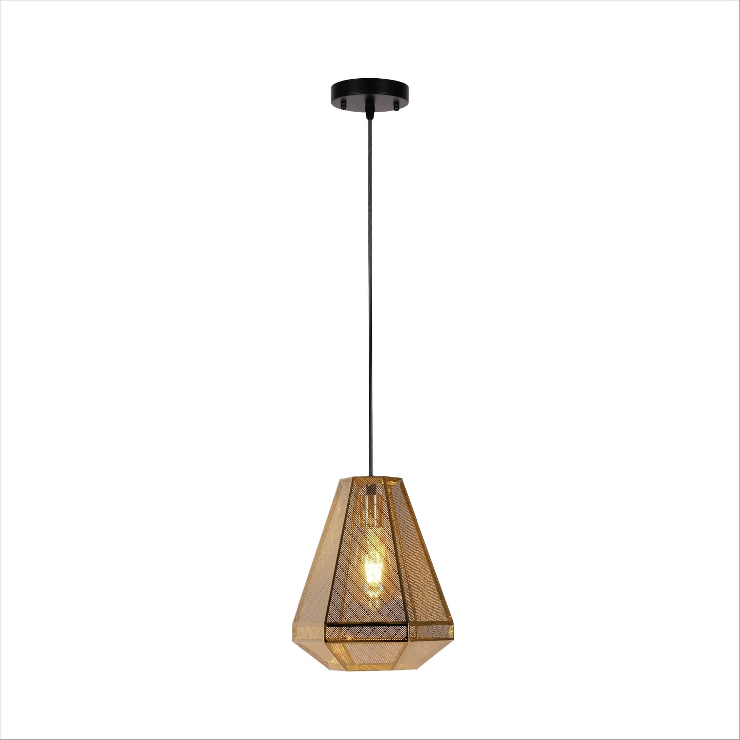 Gold Metal Polyhedral Pendant Ceiling Light E27