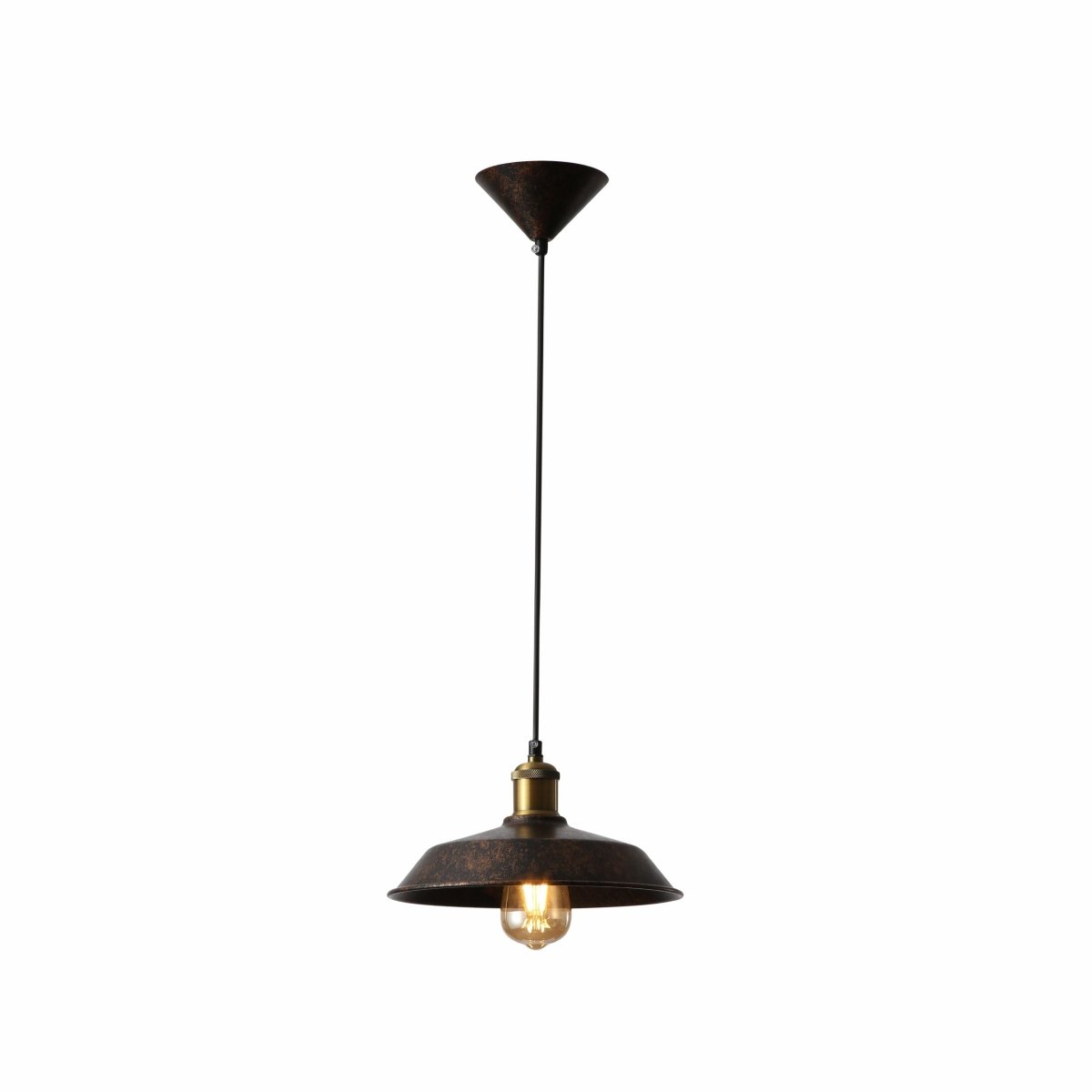 Rusty Brown Metal Step Flat Pendant Light E27's main image. 150-18180