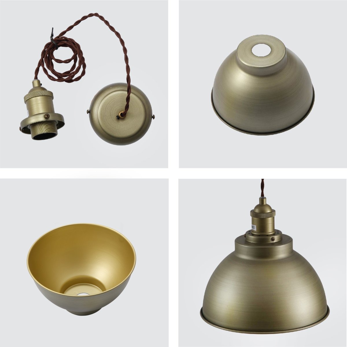 Detailed shots of Brooklyn Vintage Metal Dome Pendant Light Pewter Copper  Bronze E27  | TEKLED 150-18205