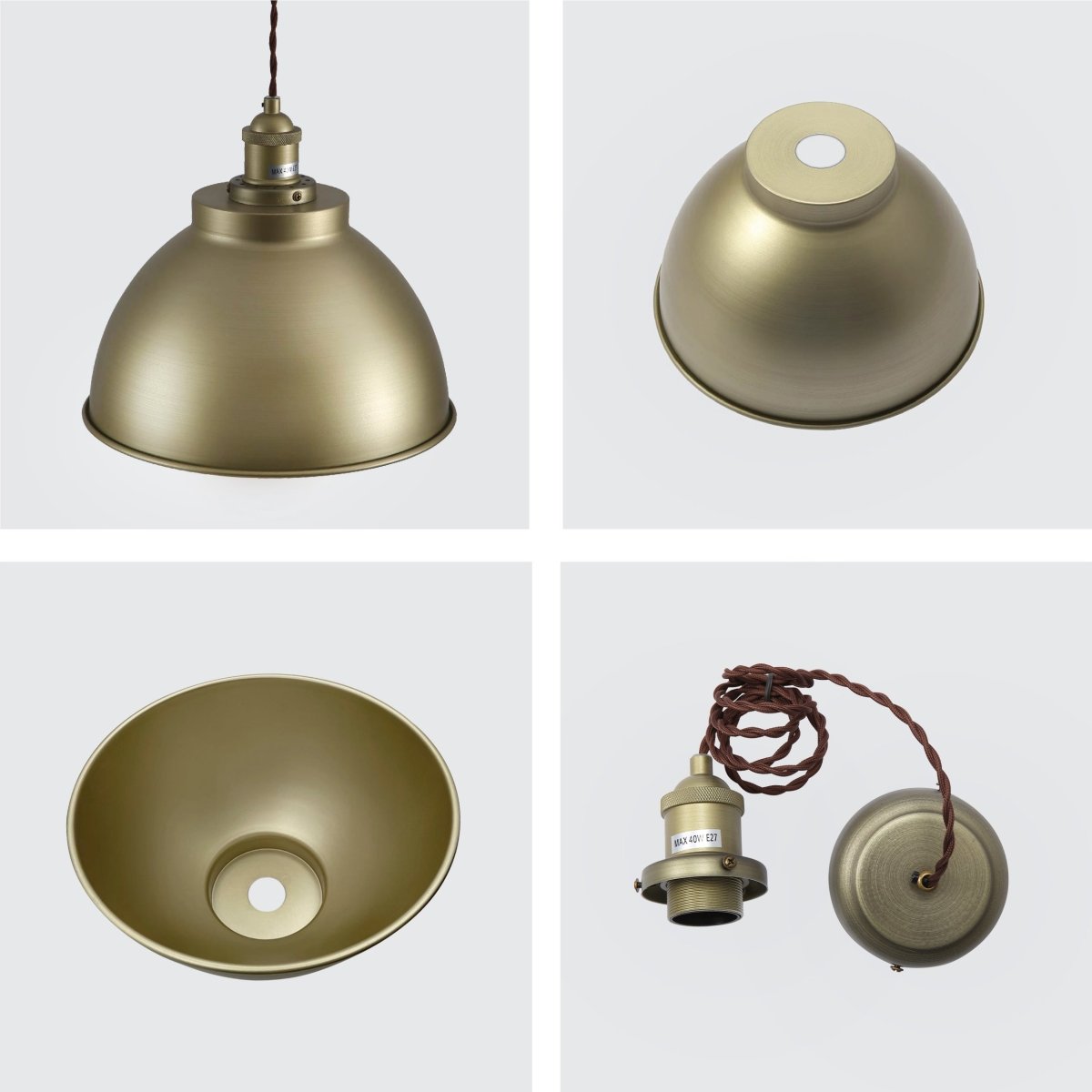 Detailed shots of Brooklyn Vintage Metal Dome Pendant Light Pewter Copper  Bronze E27  | TEKLED 150-18207