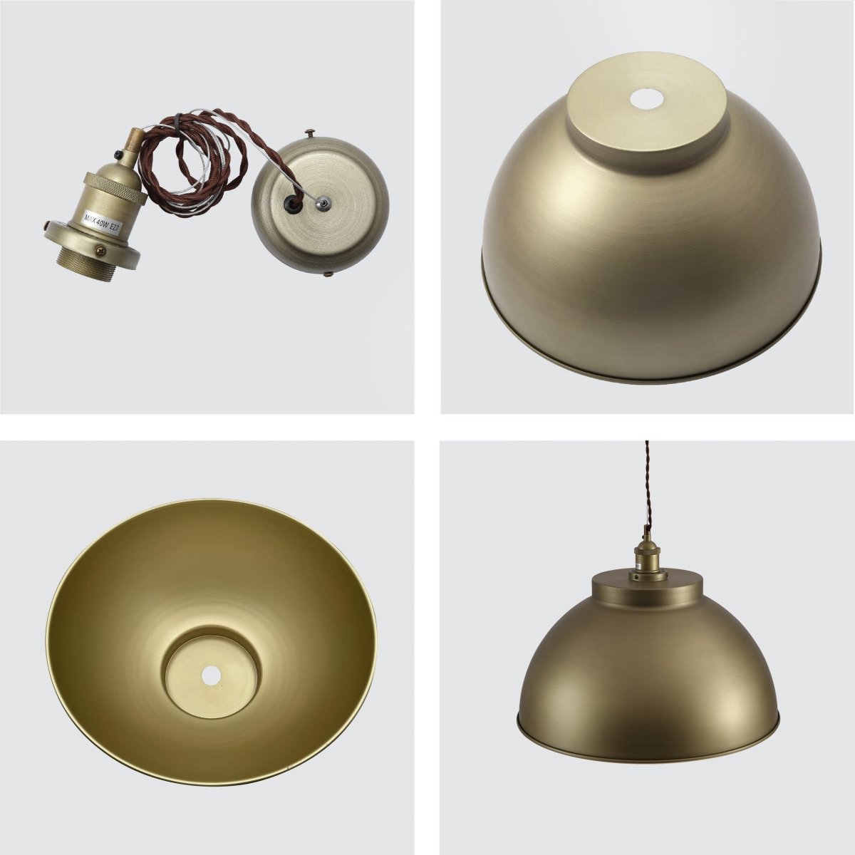 Detailed shots of Brooklyn Vintage Metal Dome Pendant Light Pewter Copper  Bronze E27  | TEKLED 150-18211