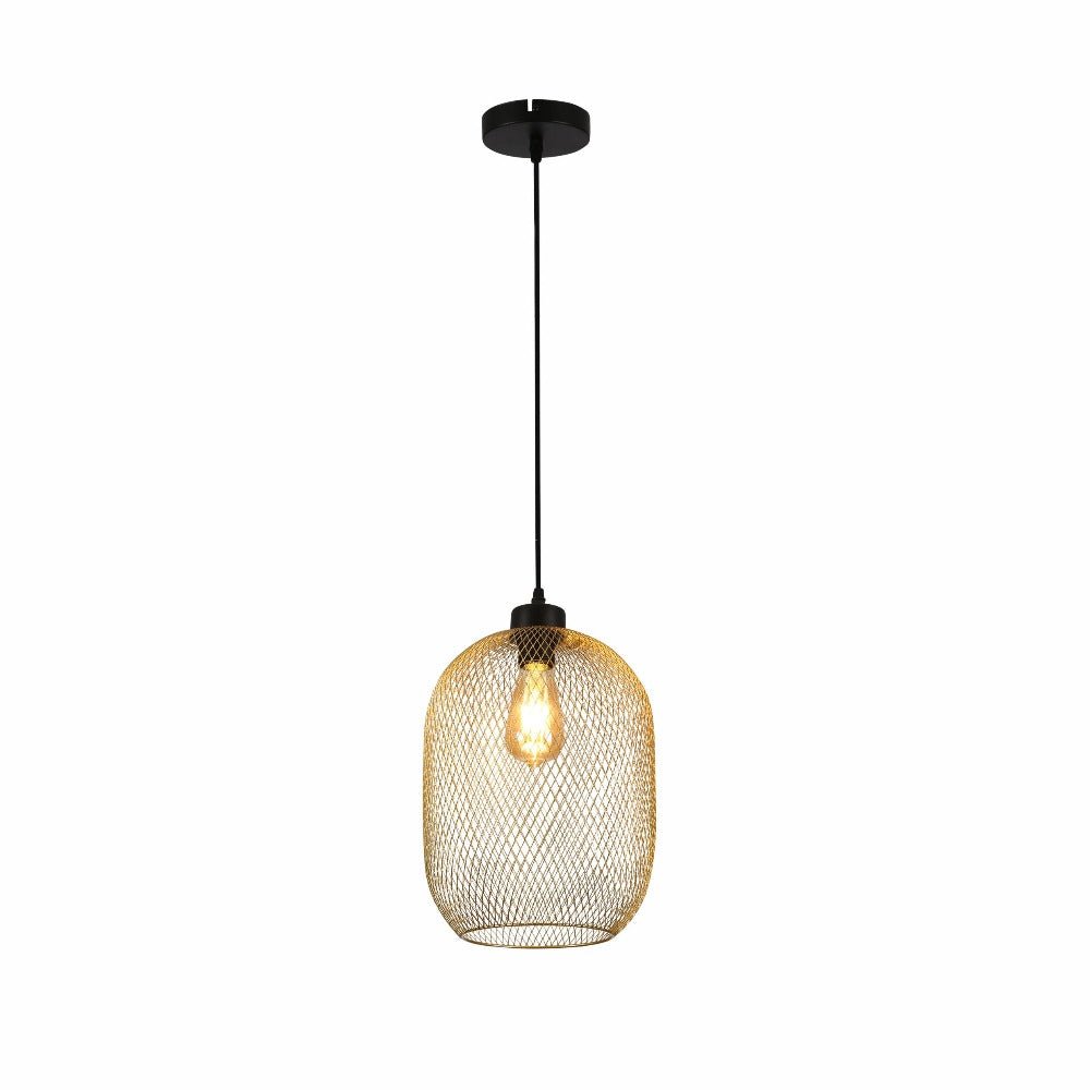 Main photo of the big size gold caged lantern pendant light