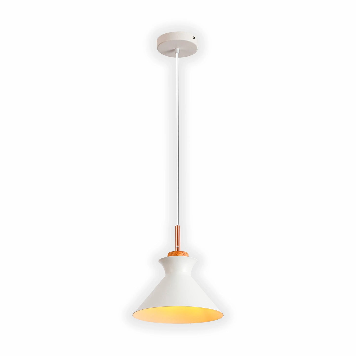 Capo Funnel Cone Flat Nordic Wood Top Designer Metal Pendant Ceiling Light E27