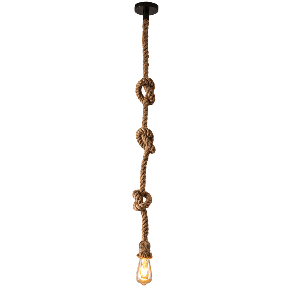 Farmhouse Rustic Hemp Rope Pendant Ceiling Light E27 Fitting