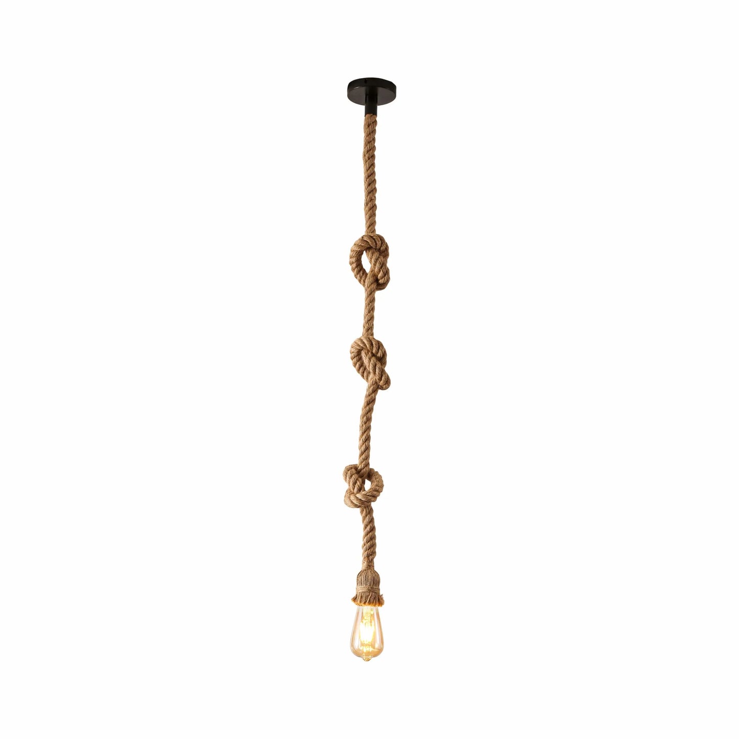 Farmhouse Rustic Hemp Rope Pendant Ceiling Light E27 Fitting