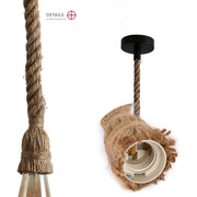 Farmhouse Rustic Hemp Rope Pendant Ceiling Light E27 Fitting