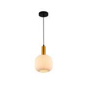 Sawyer Ribbed Fluted Reeded Maloto Lantern Green Opal Purple Amber Glass Pendant Ceiling Light E27 Gold Metal Top