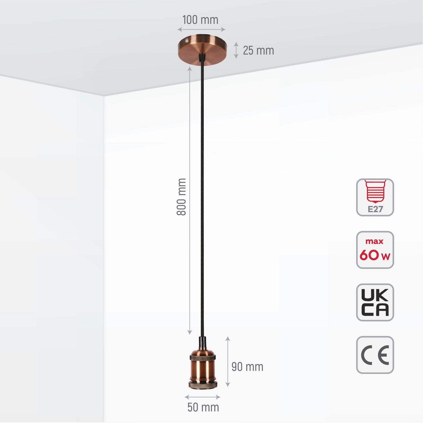 Vintage Industrial Retro Basic Pendant Ceiling Light E27