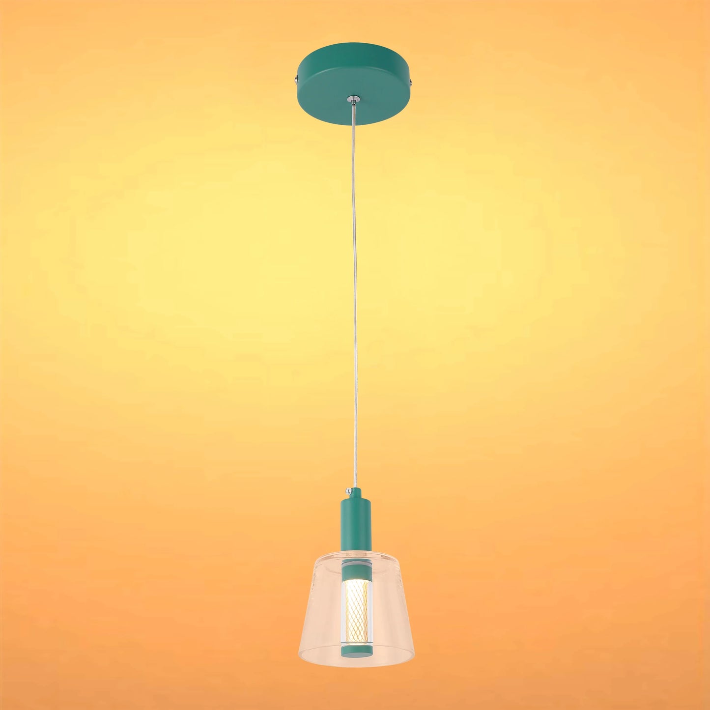 Cross-Hatch Textured Glass Pendant Light - E27 Fitting, 110mm Diameter