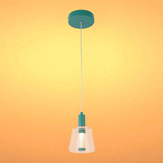 Cross-Hatch Textured Glass Pendant Light - E27 Fitting, 110mm Diameter