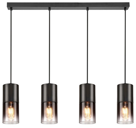 PENDANT LAMP AB1242-4IL-BK E27X4 BLACK METAL AND SMOKY GLASS (TEKLED)