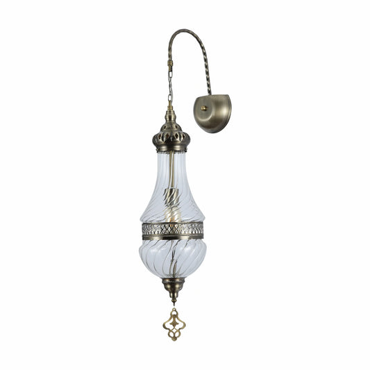 Clear Glass Antique Bronze Metal Body Moroccan Style Wall Light E27 Fitting