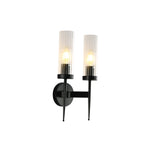Gold Aluminium Bronze or Black Clear Reeded Cylinder Glass Joseph Fonteyn Fluted Torch Wall Sconce Light