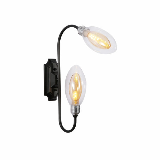 Black Body Amber Glass Wall Light 2xG9 Fitting