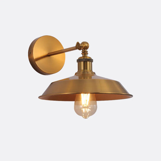 Hinged Funnel Flat Step Antique Brass | Bronze | Gold Finish Metal Wall Light