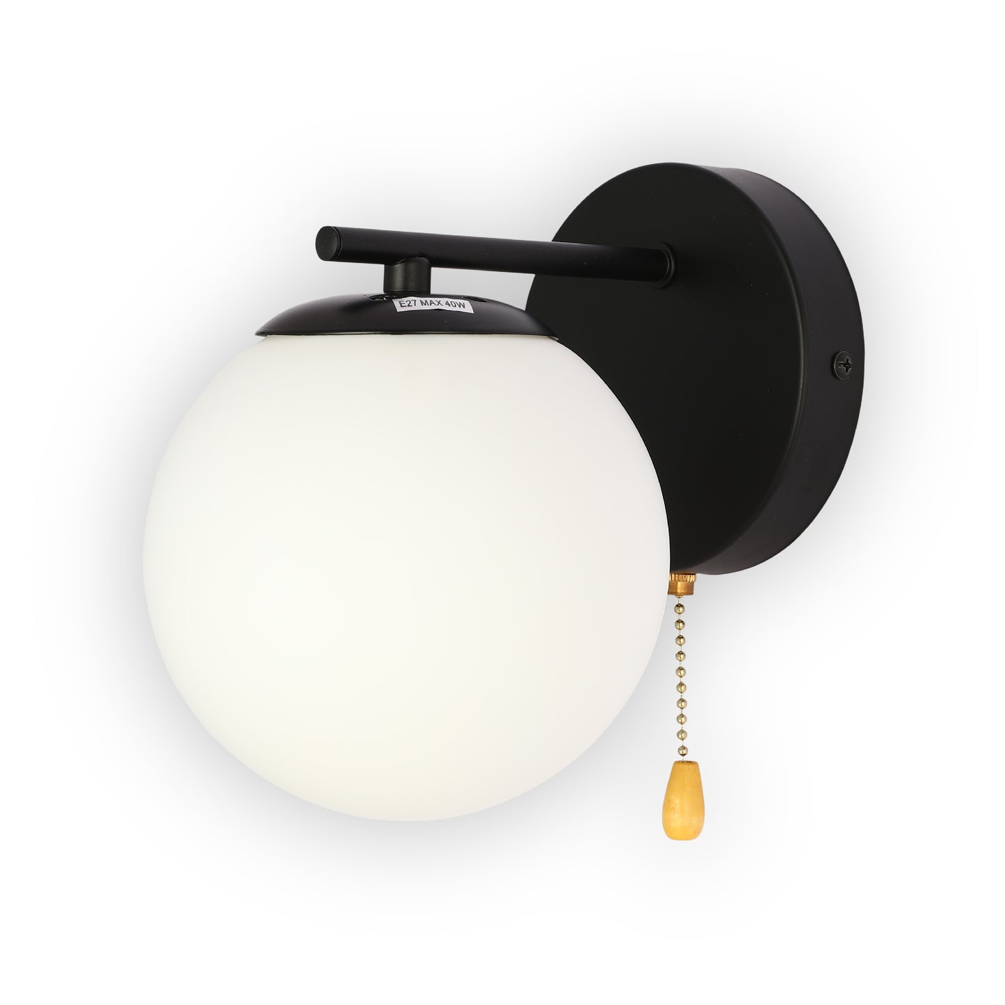 Wall Lamp 52030 1xE27 OPAL+ BLACK (TEKAVIZE)