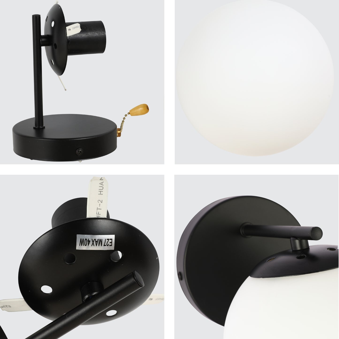 Wall Lamp 52030 1xE27 OPAL+ BLACK (TEKAVIZE)