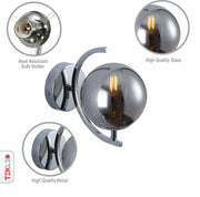 Globe Glass Gold Chrome Crescent Metal Modern Wall Light E27