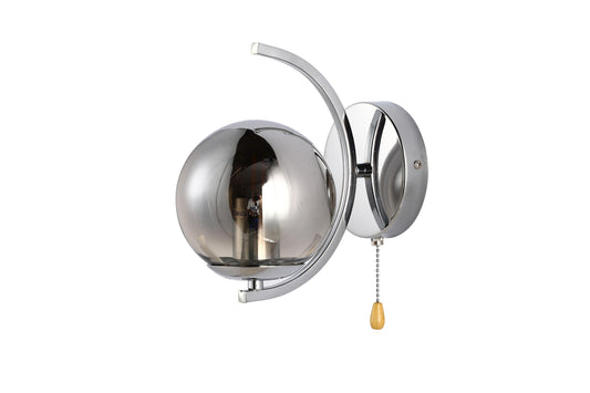 Globe Glass Gold Chrome Crescent Metal Modern Wall Light E27