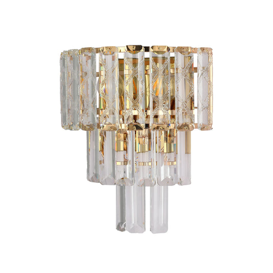 Gold Wall Light Crystal Glass and Rectangular Glass