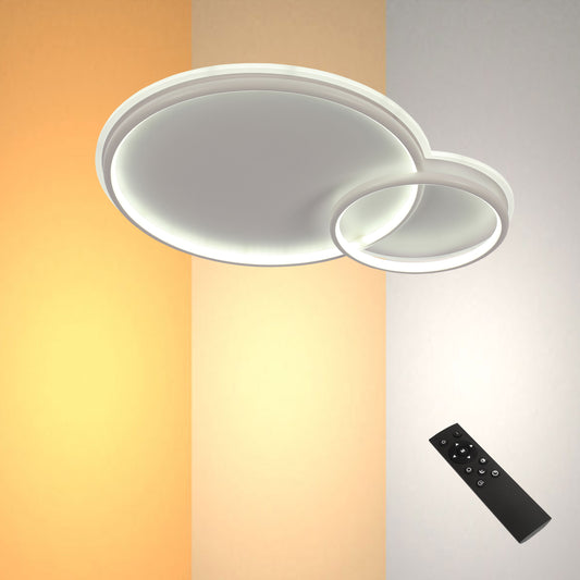 Dual-Ring LED Ceiling Light, CCT Tunable Dimmable with Remote, Flush Mount