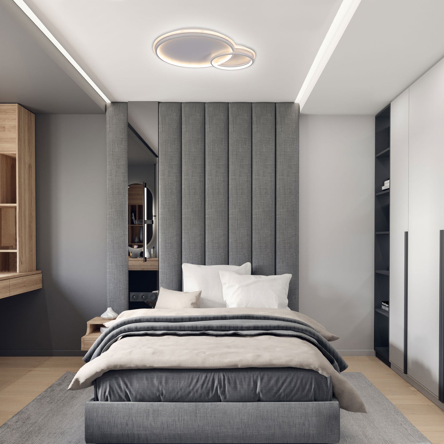 Dual-Ring LED Ceiling Light, CCT Tunable Dimmable with Remote, Flush Mount