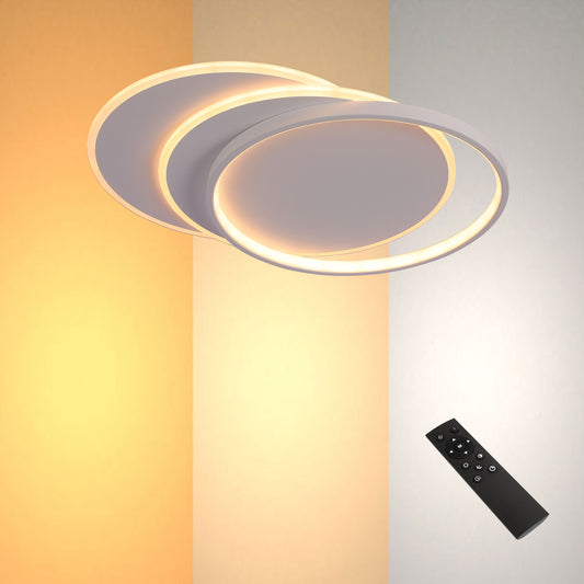 Dimmable CCT Tunable Overlapping Tray LED Ceiling Light with Remote for Bedrooms & Living Rooms