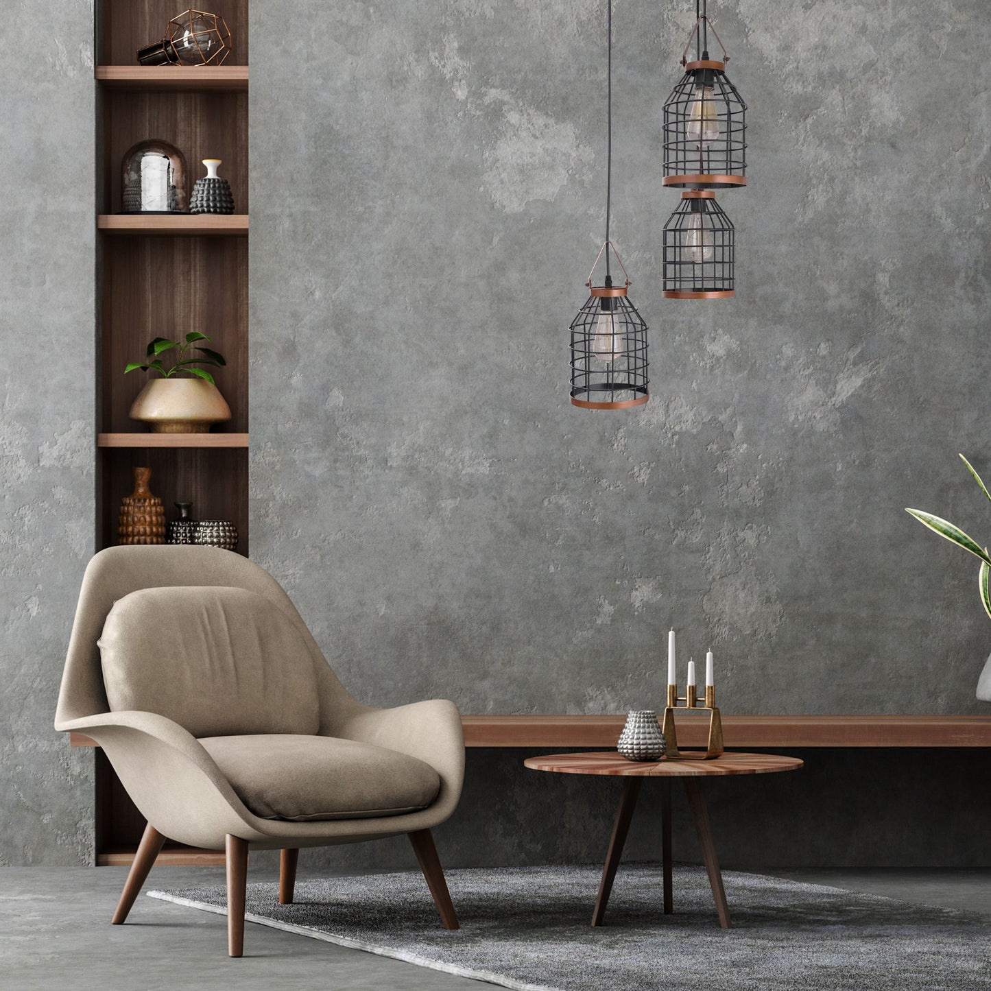 Chandelier 9068-3 3*E27 BLACK (TEKAVIZE)