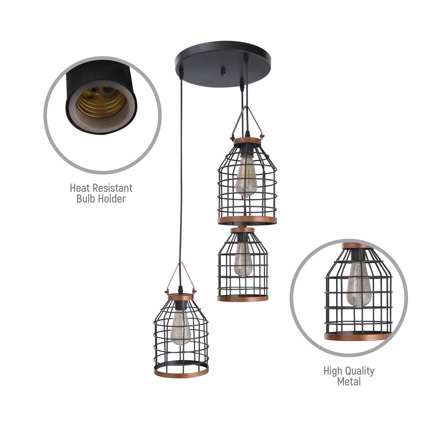 Chandelier 9068-3 3*E27 BLACK (TEKAVIZE)
