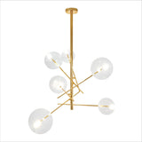Nordic Sputnik Metal Clear Glass Globe Modern Chandelier Ceiling Light 6xG4