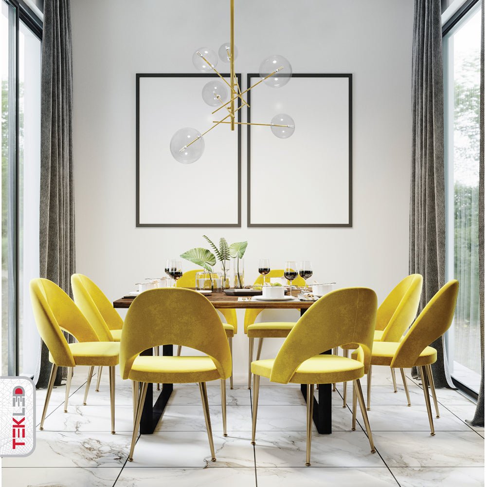 Nordic Sputnik Metal Clear Glass Globe Modern Chandelier Ceiling Light 6xG4