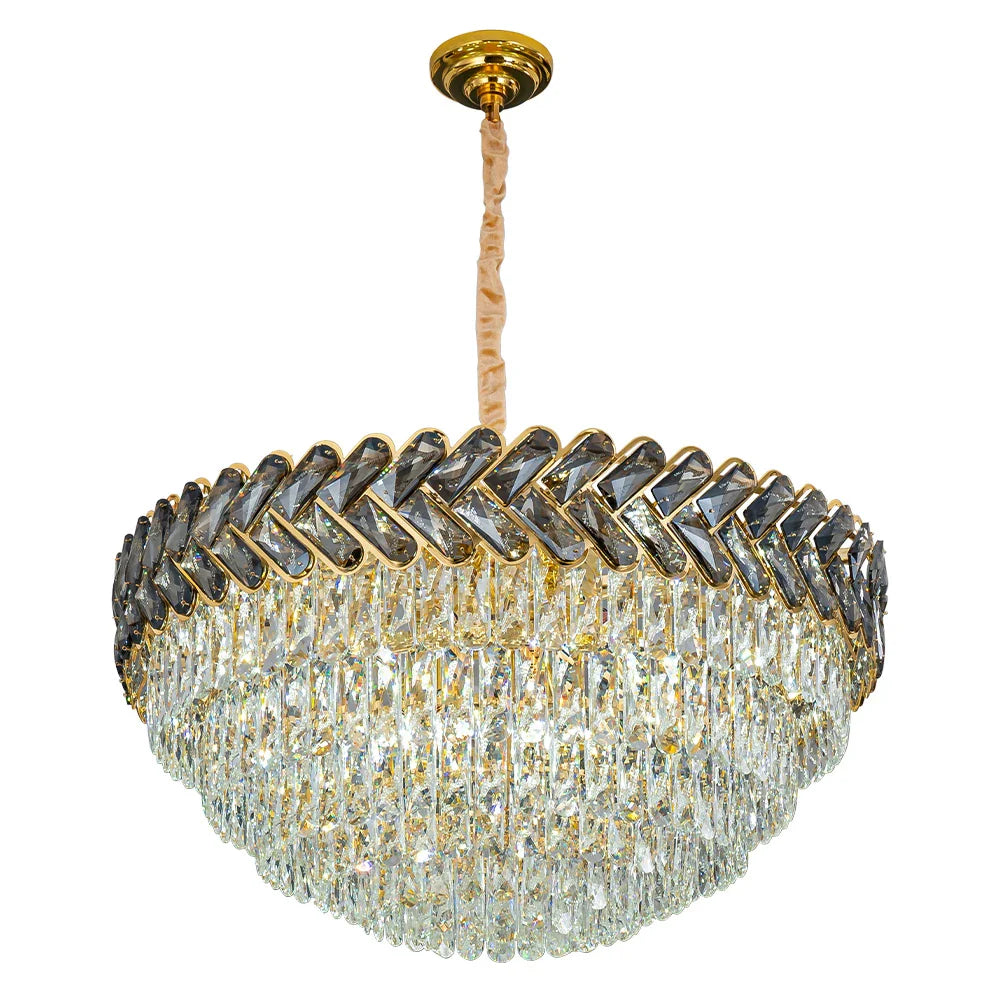 Herringbone Crystal Chandelier Ceiling Light Gold