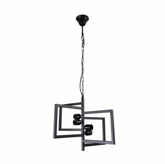 Black 4 Rectangle Chandelier Pendant Ceiling Light E27