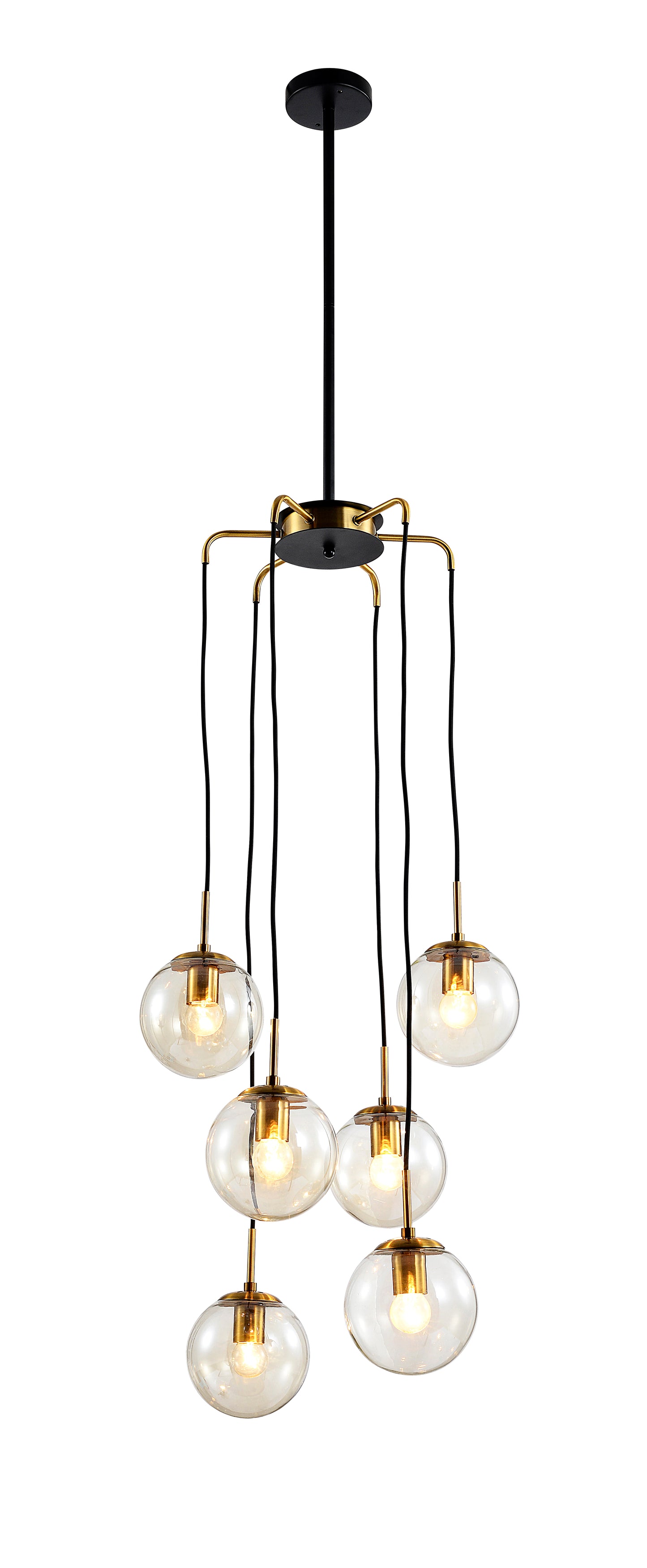 Chandelier 8470-D6 6xE27 AMBER GLASS (TEKAVIZE)