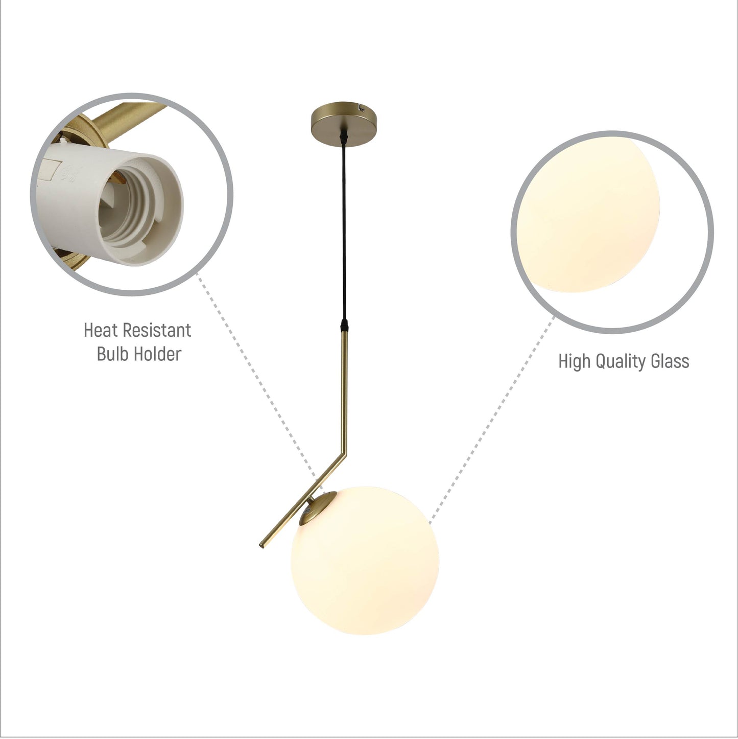 Opal White Glass Globe Pendant Ceiling Light
