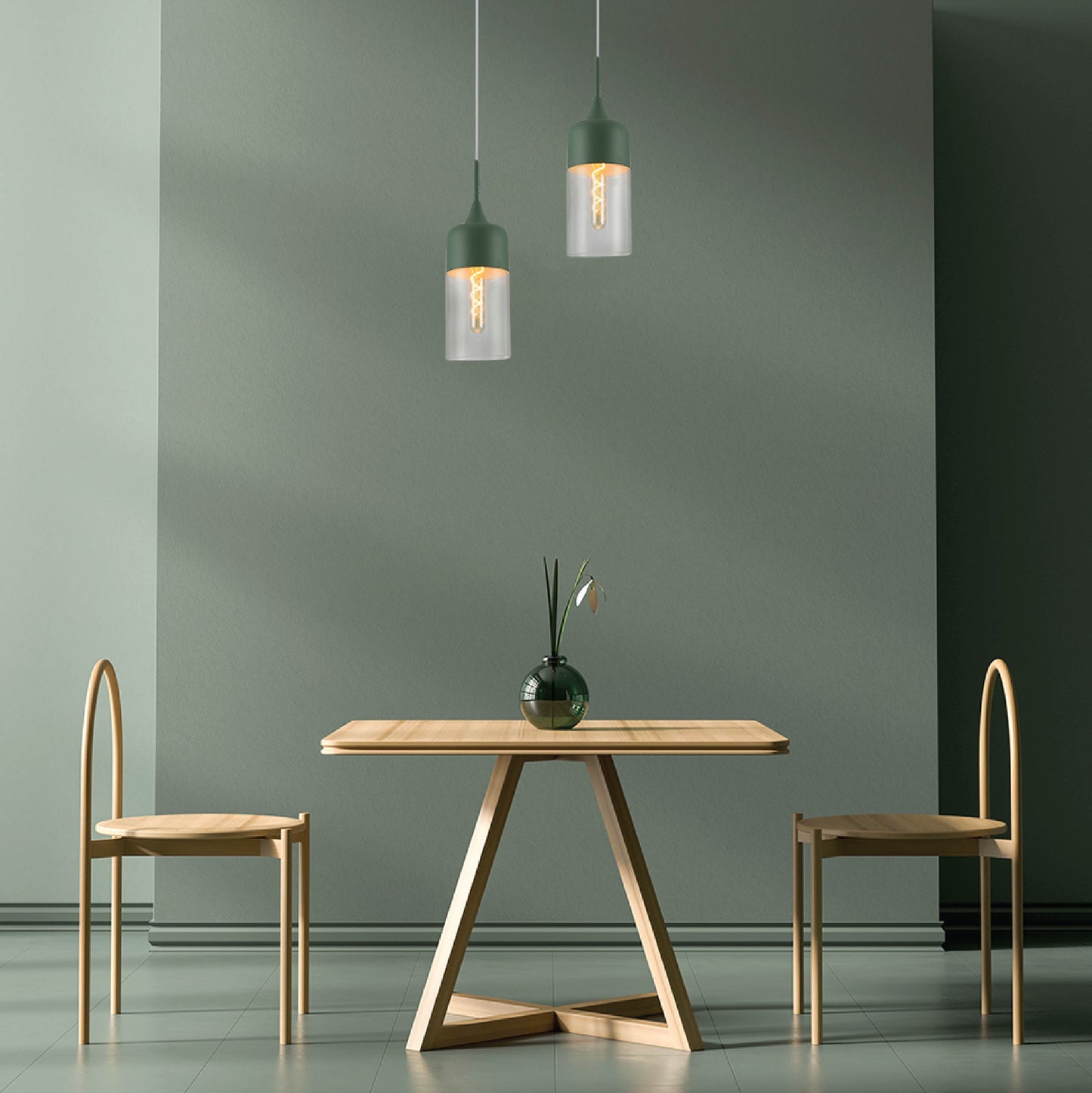 Macaron Salmon Pink-Olive Green-Mustard Yellow Cylinder Glass Pendant Ceiling Light E27 Fitting
