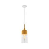 Macaron Salmon Pink-Olive Green-Mustard Yellow Cylinder Glass Pendant Ceiling Light E27 Fitting