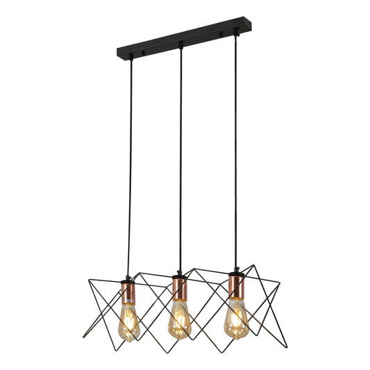 Black Metal Caged Island Chandelier Pendant Ceiling Light E27