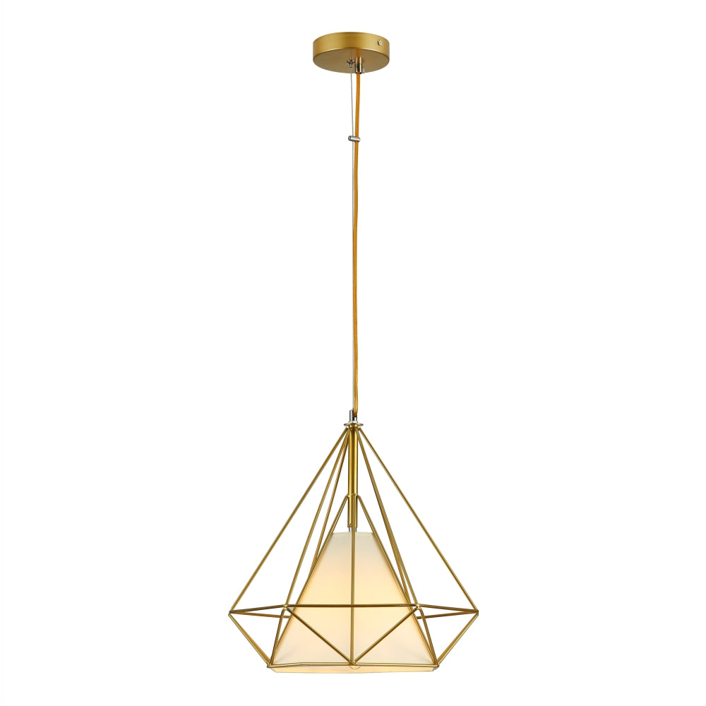 Opal Shade Wired Geometric Cage Pendant Ceiling Light