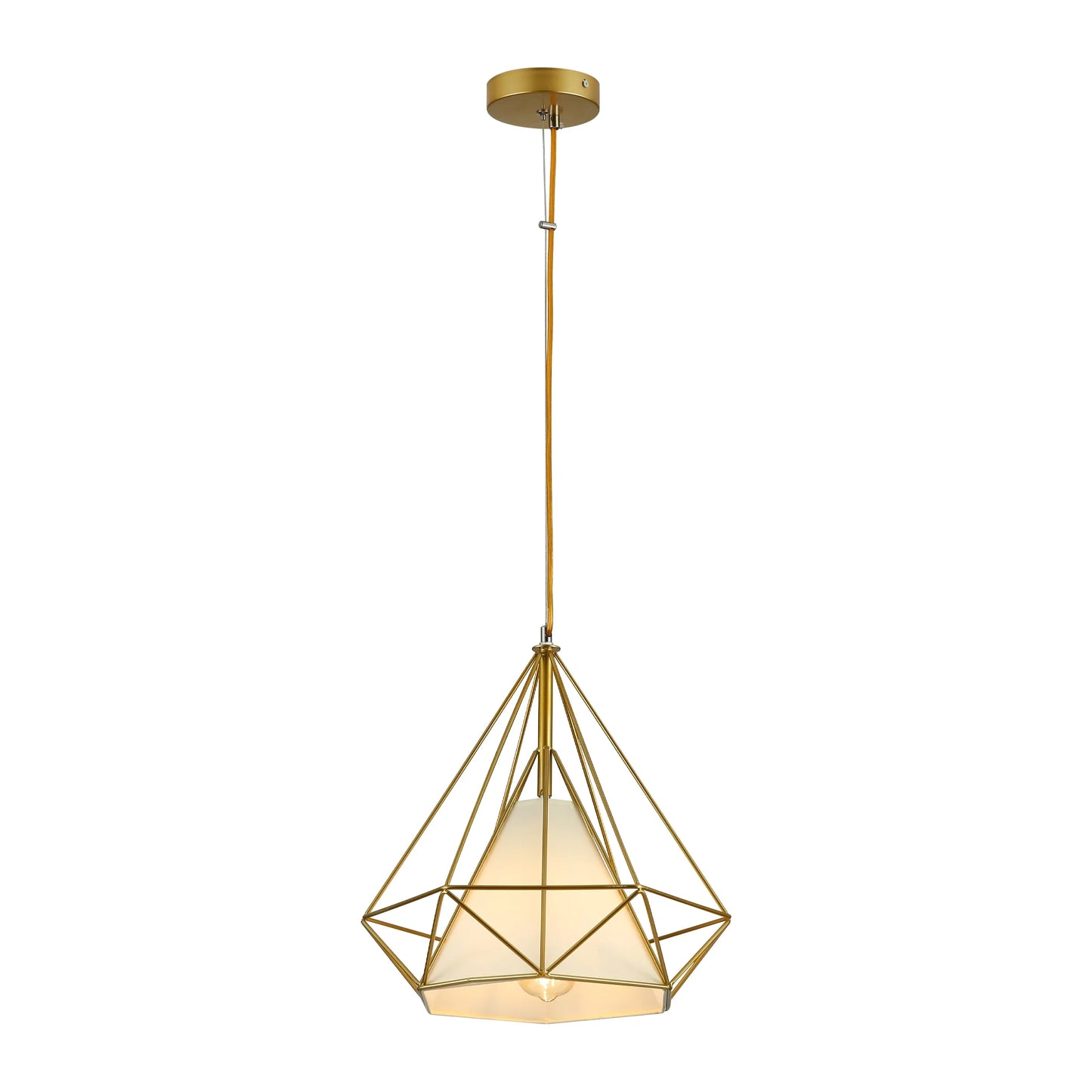 Opal Shade Wired Geometric Cage Pendant Ceiling Light